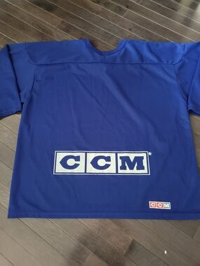 Vintage CCM Men’s Royal Blue Hockey Jersey With Bold CCM Branding